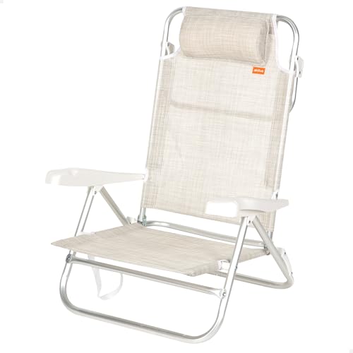 AKTIVE Klappbarer Strandstuhl, 8 Positionen, Beige, 48 x 49 x 82 cm,...