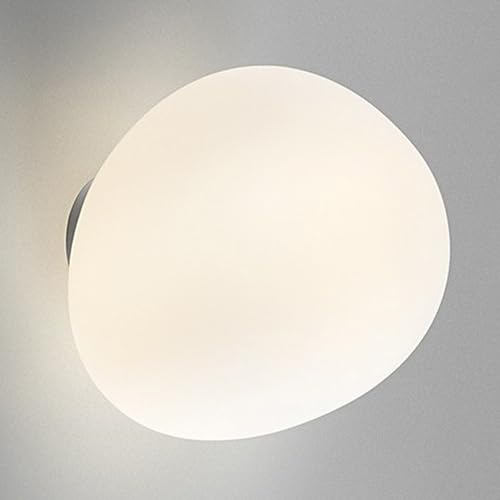 Mjsdjof White Glass Wall Lighting Sconce Indoor Art Decoration Wall Mount Light Oval Design - Mid Century Modern Wall Lamp for Bedroom Living Dining Room Corridor Stairwell, G9 Base