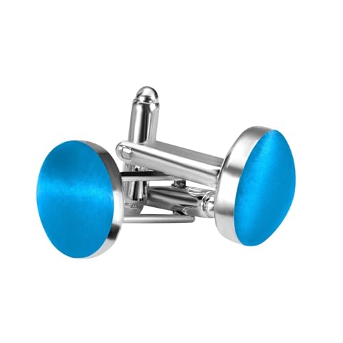 MANSPHIL Peacock Blue Cufflinks for Men, Tuxedo Shirt Silk Cuff Links for Grooms Wedding Business, 0.7