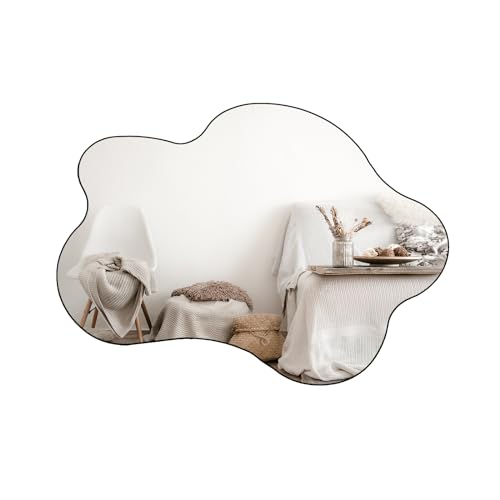 Muzilife Espejo Asimétrico Sin Marco Para Colgar, 58 X 82 Cm, Espejo De Pared Grande Irregular Con Parte Trasera De Mdf, Espejo Decorativo De Cu Muzilife Espejo Asimétrico Sin Marco Para Colgar, 58 X 82 Cm, Espejo De Pared Grande Irregular Con Parte Trasera De Mdf, Espejo Decorativo De Cu