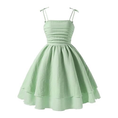 Lila Kleid Mädchen, Sommerkleid Mädchen A-Linie Prinzessin Kleider Hochzeit Teenager Trägerkleid Festlich Freizeitkleid Spaghettiträger Musselin...