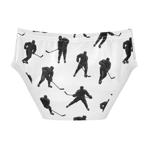 ODAWA Black Hockey Player White Cotton Toddler Underwear, Tag-Free Comfort Toddler Underwear 2T2