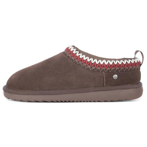 Image of Women's Genuine Shearling Slippers Suede Warm Indoor Outdoor Shoes Rubber Sole