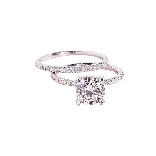 ROMIDA Damen Diamantring Damen 925 Silber Ringe Diamant Zirkonia Ringe Paaringe Eheringe Frauen Geburtstagsgeschenk Partnerringe Zirkonia Schmuck Ringe
