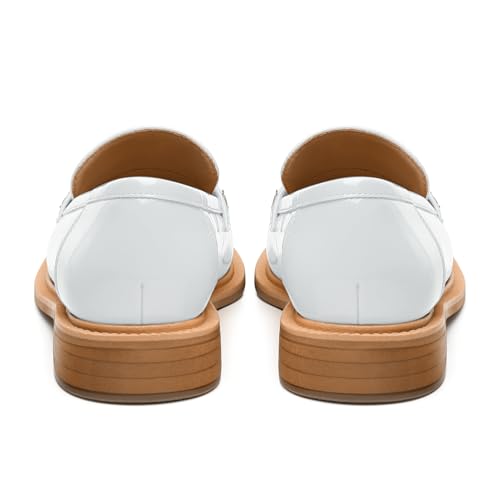 Image of JUSTDANNI Loafers for Women Slip On Shoes with Round Toe 1.2-Inch Low Chunky Block Heel Patent Comfortable Casual Dress Pump Shoes for Wedding Party Work Shopping Dating