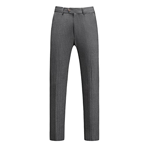 MOGU Mens Suits 3 Piece Double Breasted Suit Pinstripe Slim Fit Tuxedo Jacket Vest Pants for Business Wedding Prom4
