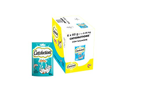 Catisfactions Snack per Gatto, Delizioso Salmone, 6 Confezioni da 60 g