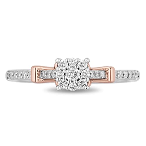 Jewelili Enchanted Disney Fine Jewelry 10K White and Rose Gold with 1/5 Cttw Diamond Snow White Promise Ring2