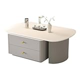 Mesa de centro, barra de café, armario de mesa simple con placa de roca, luz de lujo moderna para sala de estar, ovalada, mesas auxiliares retráctiles