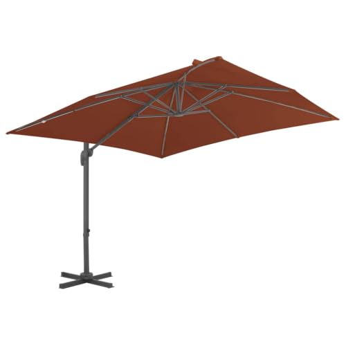 Sombrilla de jardín de 400x300 cm para evitar quemaduras solares con rotación 360°, terracota 2