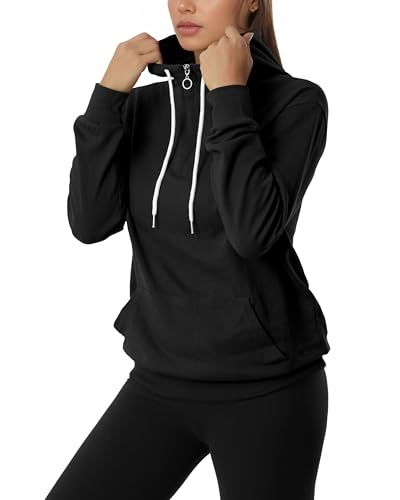 Image of GIVON Womens Casual Zip Up Hoodie Cotton Blend Soft Fabric Basic Layering Hooded Jacket with Kangaroo Pocket
