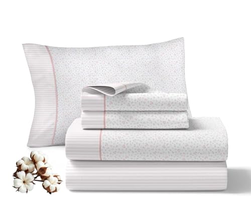 Viuda de Tolra - Juego Sábanas para Primavera y Verano | 100% Algodón 144 Hilos | Incluye Sábana Encimera, Bajera Ajustable y Funda Almohada | Modelo Abrazo | (Nude, Cama 135cm)