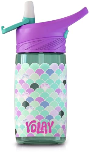 YOLAY Kids Water Bottle with Straw, 15 oz, Scallop