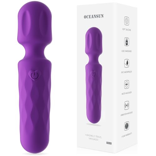 OCEANSUN Travel Handheld Body Massager, Mini Powerful Silent Waterproof Massage Tool (Violet)
