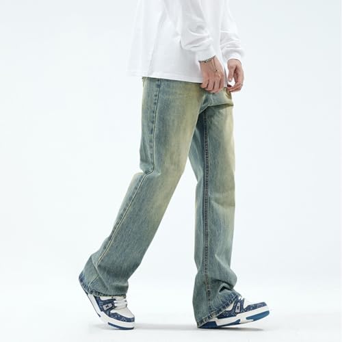 Jeans Pants Trousers Denim High Street Washed Men's Micro Horn Design Feel Loose Classic Wide Leg2