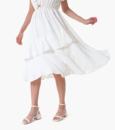 Shoe'N Tale White Heels for Women Low Chunky Block Heel Square Open Toe Heeled Sandals2