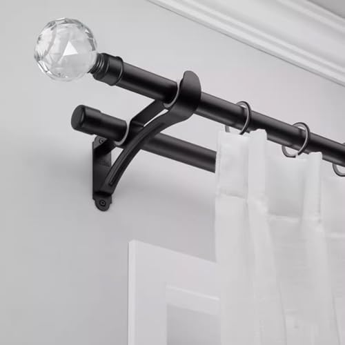 28mm Wall Mounted Double Curtain Rod, Aluminum Alloy with Cone Finials, Silent Rings, Heavy Duty, Strong Load Capacity for Layered Curtains in Living Room & Bedroom (240CM)