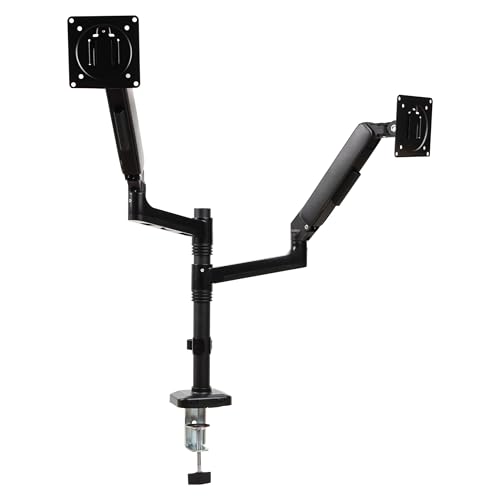 Image of Mind Reader Dual Monitor Arm for 13-32 Inch Screens, Gas Spring VESA Desk Mount, ±180 Rotation, ±65 Tilt, ±180 Swivel, Holds up to 19.8 lbs Each, Integrated Cable Management, Black