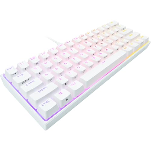 Corsair K65 RGB MINI 60% Mechanische Gaming-Tastatur (Anpassbare RGB-Beleuchtung einzelner Tasten, Mechanische CHERRY MX SPEED-Tasten, PBT-Double-Shot-Tastenkappen, AXON-Technologie) QWERTZ, Weiß