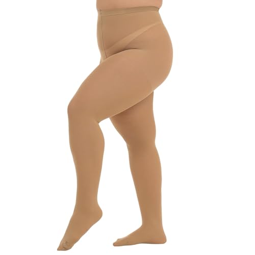 Image of Yilanmy Women's Plus Size Pantyhose Control Top Semi Opaque Tights 70D High Waist Nylons 2 Pairs