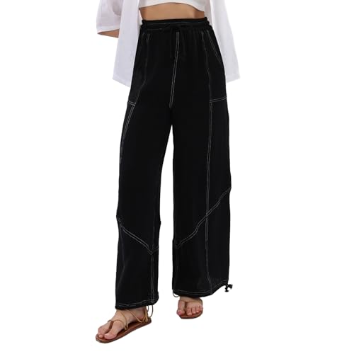 Pantalon de jogging cargo d'été pour femme en gaze de coton léger