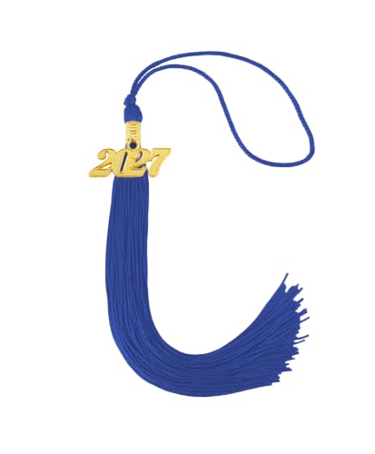 Image of Graduation Tassel 2027 for Grad Cap,Royal Blue Tassel with Gold Charm