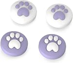 Cat Paw Thumb Grip Joystick Caps Compatible with Switch/OLED/Lite, Cute Silicone Joystick Cover Replacement Thumb Grip Covers for Switch Controller Accessories 4 Pack - Purple
