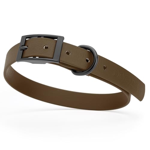 Image of Dogline Biothane Waterproof Dog Collar Strong Coated Nylon Webbing with Black Hardware Odor- Proof for Easy Care Easy to Clean High Performance Fits Small Medium or Large Dogs, Dark Chocolate Brown