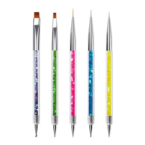 Sularpek 5 Pcs Pinceles para Uñas Decoracion, Herramientas de Doble Punta de Uñas, Pintura Dot Pen Nail Art Paint Set, Para Diseño de Arte de Uñas DIY