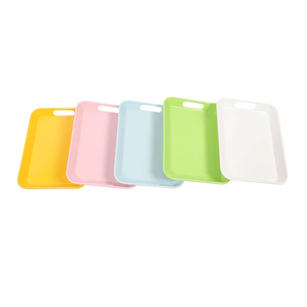 Vassoi Montessori in Melamina con Manici - Set di 5 Vassoi da Lavoro Colorati Antiscivolo, Resistenti agli Urti, Organizer Multiuso