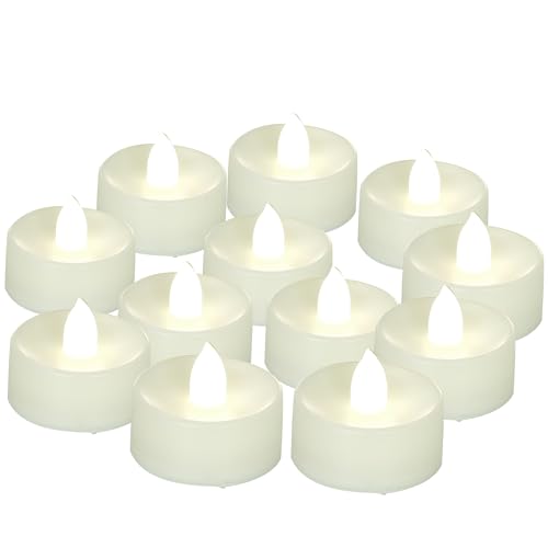 Image of CANDLE CHOICE Battery Operated Flameless Tea Lights Bright Flickering LED Tealight Candles for Wedding Table Centerpieces Halloween Thanksgiving Christmas Decoration Batteries Incl White Light 12 Pack
