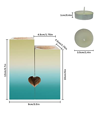 Yellow Teal Ombre Candle Holder Set With 2 Tealights, Candle Stick Holder Decor Personlized Gifts For Birthday Anniversary Wedding Holidays Turquoise Gradient Modern Abstract Art #TOP2
