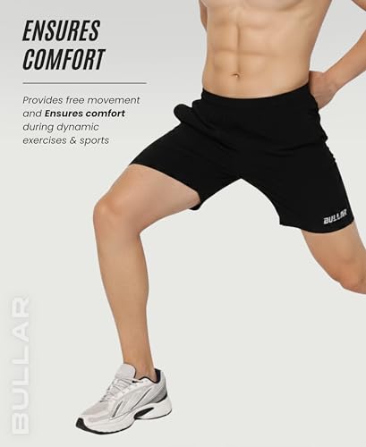 Image of BULLAR Premium Polyester Training Shorts Combo, Gym wear, Running, Sports,Workout Dryfit, Quick Dry Shorts with Drawstring