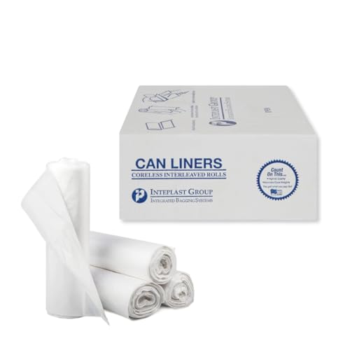Image of Inteplast Group S404812N 40-45 Gallon Capacity, 48 inch Length x 40 inch Width x 12 Mic Thickness, Natural Color, HDPE Commercial Coreless Institutional Trash Can Liner (Case of 10 Roll, 25 Bags per Roll)