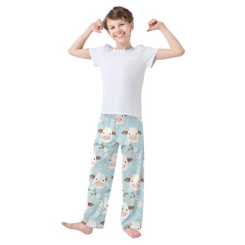 Vdsrup Cute Cow Face Pajama Pants Cartoon Pajama Bottoms Soft Sleep Pjs Lounge Pants S