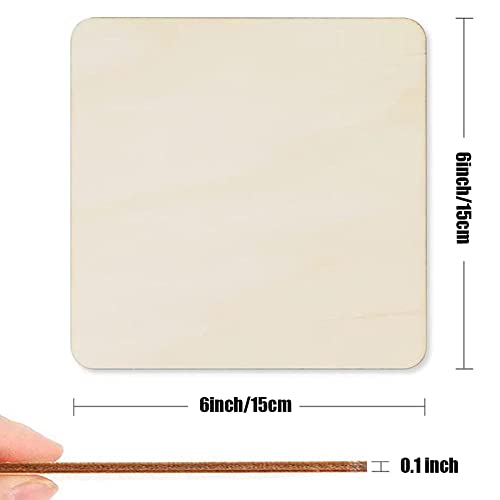 Wliang 30 Pcs Unfinished Wood Pieces, Natural Blank 6 X 6 Inch Wood Squares, Wooden Square Cutouts Tiles For Diy Crafts Painting, Coasters Engraving, Scrabble, Home Decorations #TOP1