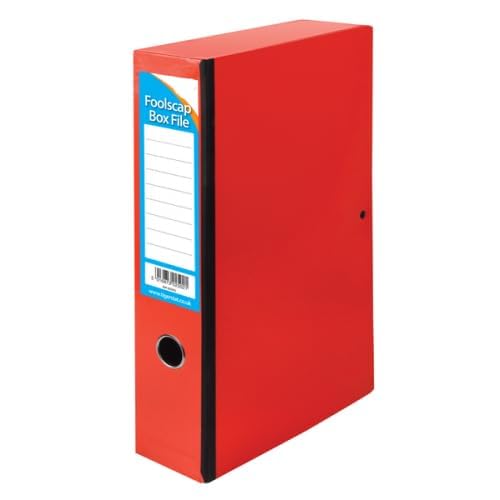 A4 Foolscap Box File – Durable Document Storage, Lever Arch Style, Secure Elastic Closure – Office & School Filing Solution (RED)