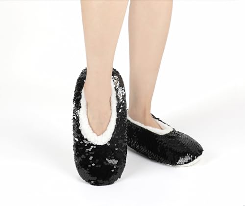 Image of Panda Bros Womens Ballerina Sequin Slippers, Bling House Slippers With Grippers
