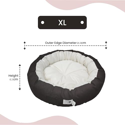 Image of XL Size Dog Bed for Large Size Dogs, Puppies, Kitten and cat Bed Velvet Fabric Dual Color Cream-Brown Anti Skid Bottom Washable Export Quality Pet Bed
