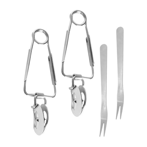 SMASOLO 2 Sets Stainless Steel Snail and Sea Snail Tongs with Forks Non-Slip Mini Kitchen Cooking Utensils Food Handling Tools for Home and Restaurant Use