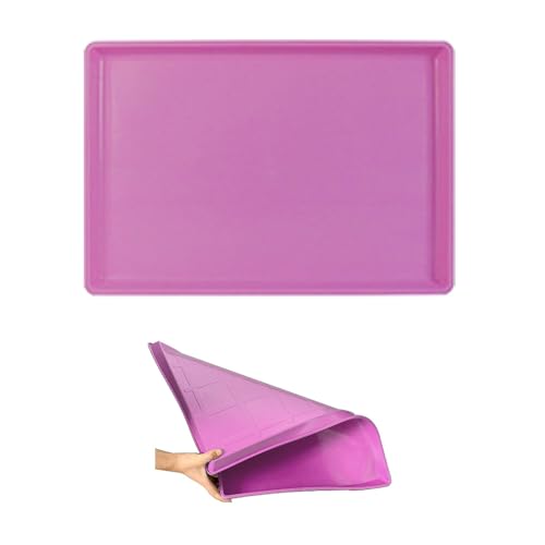 ペットフードマットドッグフードマットペットケージ用プラスチック製の底部水や食器洗い機の安全な食品を避ける ピンク 58X49X2.5CM