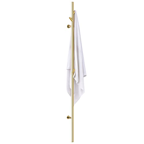 ESOP Sèche-Serviette Électrique Or, 30 W Chauffe-Serviettes 1525×65mm Acier Inoxydable Porte-Serviettes Chauffant Électrique Mural Radiateur de Salle de Bain avec 3 Patère, Caché