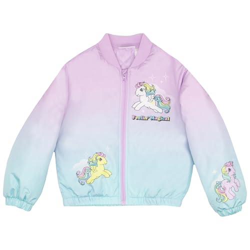 My Little Pony Feelin' Magical Girls Varsity Bomber Jacket - Lightweight Zip-Up Graphic Print Jacket for Kids