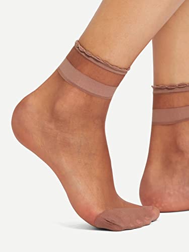 Image of SHENHE Women's 4 Pairs Lace Slipper Ankle Socks Non Slip Dance Yoga Grip Socks Mesh Scallop Trim One Size