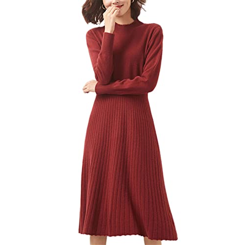 Robe 100 % cachemire col roulé Kelsiop : l'élégance tricotée pour un hiver luxueux