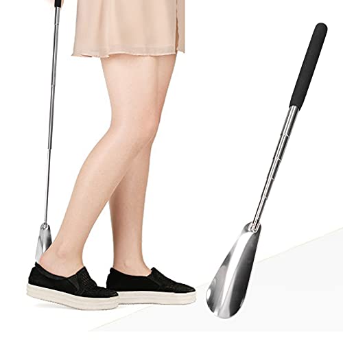Chausse-pied télescopique, aide chausse-pied télescopique, lève-chaussure portable, chausse-pied réglable en acier inoxydable avec longue poignée, chausse-pied en métal longue poignée pour femme encei Cover
