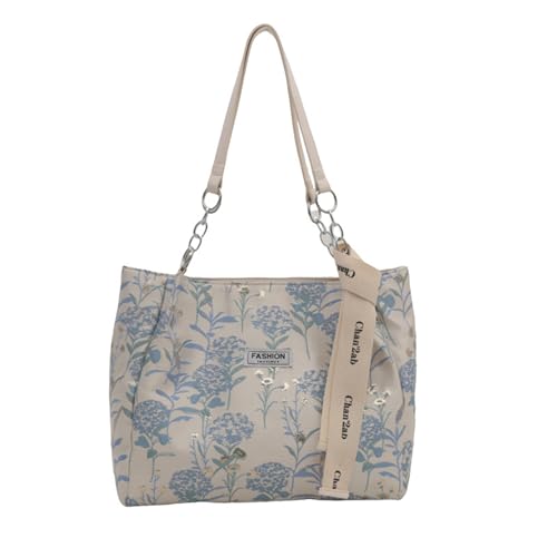 HUANGANG Elegant Embroidery Flower Canvas Handbag Spacious Top Handle Shoulder Bag Versatile Satchel For Various Occasion