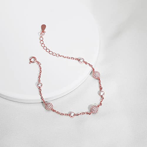 Image of GIVA 925 Silver Rose Gold Anushka Sharma Studded Bubble Bracelet, Adjustable Gifts for Girlfriend, Gifts for Women & Girls| With Certificate of Authenticity and 925 Stamp | 6 Month Warranty*