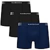 SELENE 3 Cueca Boxer Sem Costura Microfibra Poliamida Cós Elástico 40MM Masculino Adulto, 2 Preto - 1 Marinho, G
