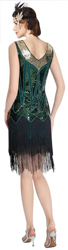 Image of Women Flapper Dresses 1920s V Neck Beaded Fringed Great Gatsby Club & Night Out Dresses